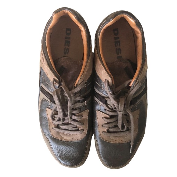 DIESEL KORBIN ll Leather Brown Sneakers - Picture 1 of 15